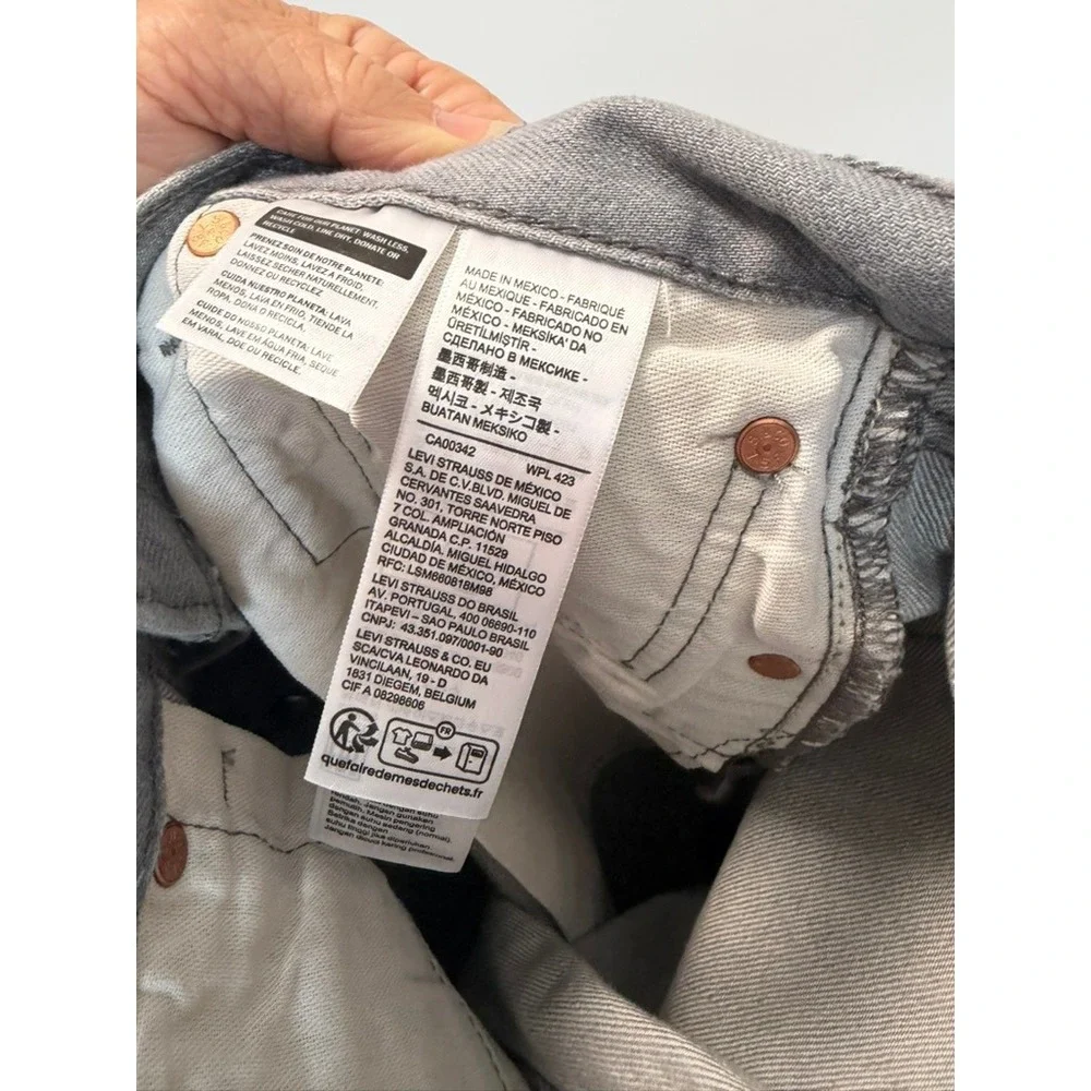 Levis 501 Original Fit Grey Straight Leg Denim Jeans Mens 30x30 Button Fly